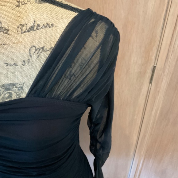 A.L.C  Black Jackie Mesh Long Sleeve Top Blouse ruched sheer whimsigoth fairy M - Picture 9 of 16